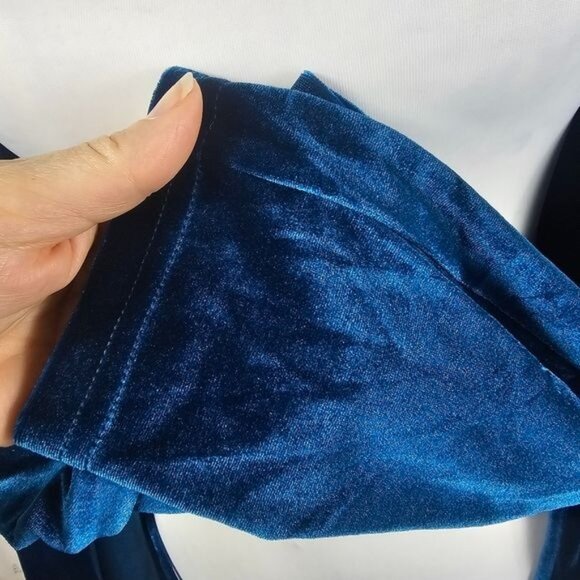 Lulus Jacinda Teal Blue Velvet Wrap Maxi Dress Sz M Renaissance Dark Romance - Picture 8 of 12